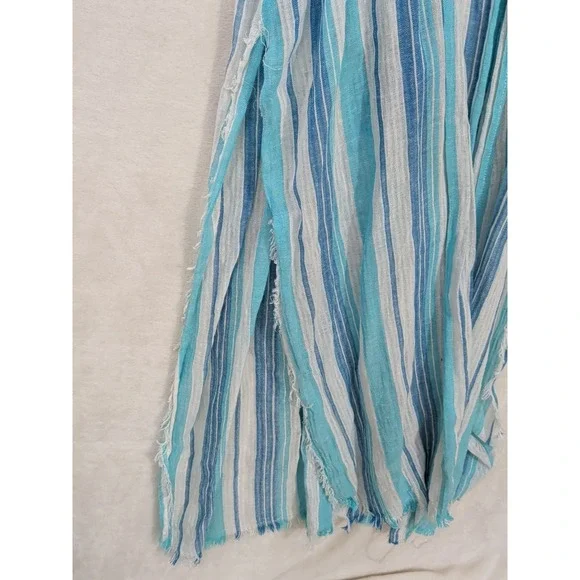 Z&L Swim Cover Up Maxi Dress Women S Blue White Tassel Tie Beach Resort Vacation - Picture 5 of 12